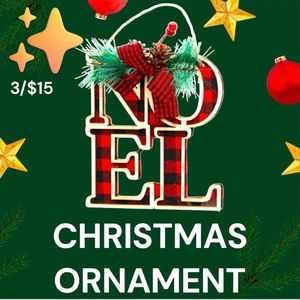 NOEL CHRISTMAS ORNAMENT, Red & Black Flannel, 3D